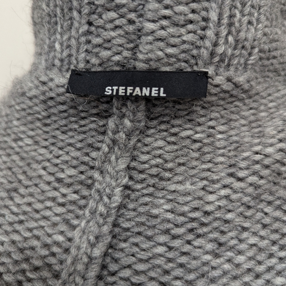 Stefanel Grey Wool Alpaca Blend Knit Sweater Cape Minimalist‎ Luxury - Picture 12 of 14